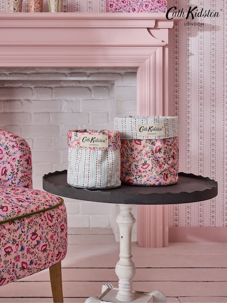 Cath Kidston Set of 2 Pink/Cream Floral Print Reversible Storage Bags (E66882) | £12