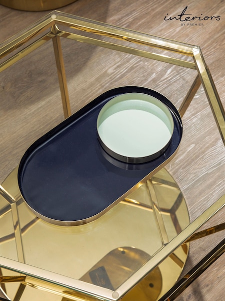Interiors by Premier Navy Elva Set Of Two Trays (E66932) | £56