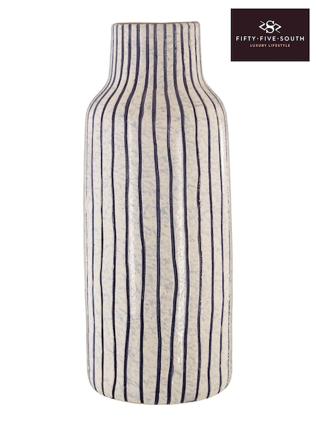 Fifty Five South White Remi Earthenware Vase (E66941) | £55