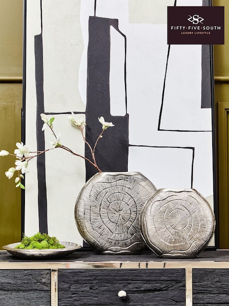 Fifty Five South Silver Small Silva Oak Effect Finish Vase (E66947) | £60