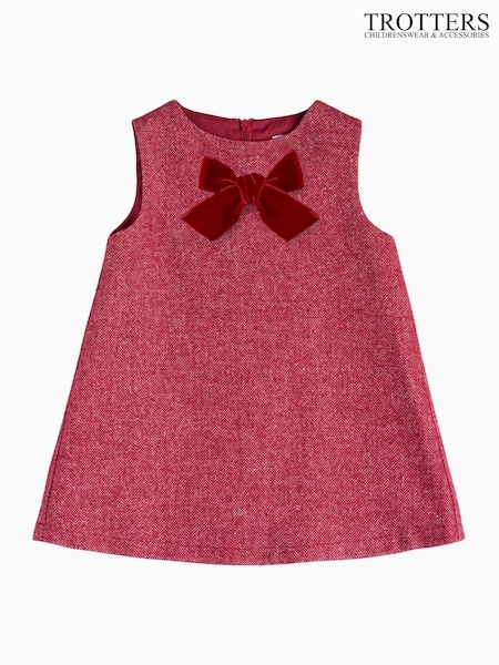 Trotters London Little Herringbone Georgina Bow Dress (E66981) | £54