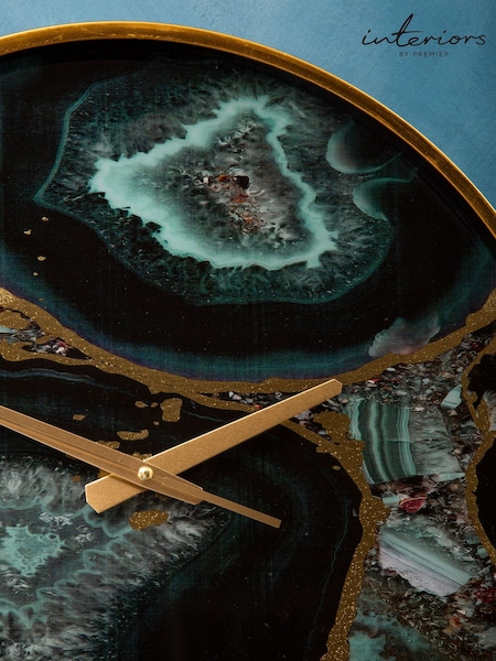 Interiors by Premier Black Celina Agate Wall Clock (E67007) | £77