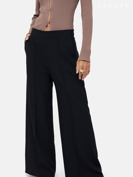 Jigsaw Black Modern Crepe Sailor Trousers (E67084) | £130
