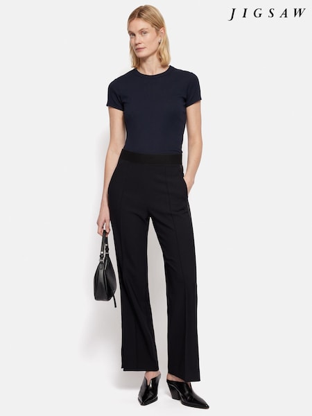 Jigsaw Black Bi Stretch Split Hem Joggers (E67088) | £170