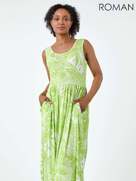 Roman Green Tropical Stretch Jersey Pocket Dress (E67210) | £42