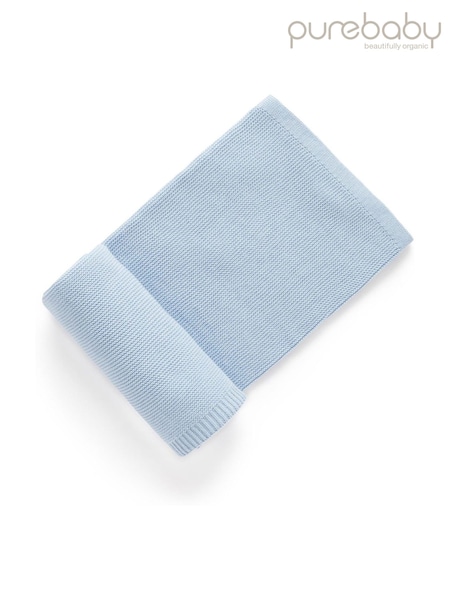 Purebaby Blue Textured Knit 100% Cotton Blanket (E67284) | £32