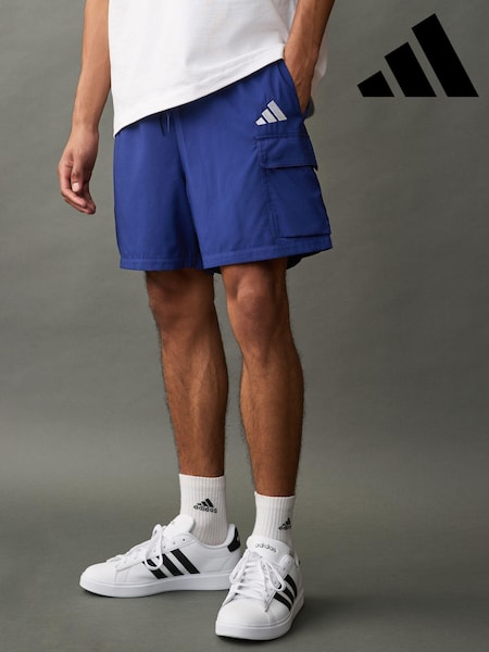 adidas Blue Small Essentials Logo Cargo Chelsea Shorts (E67386) | £33