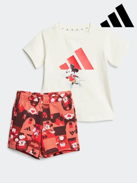 adidas White Disney Mickey Mouse Short and T-Shirt Set (E67437) | £30