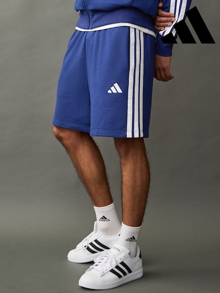 adidas Blue Essential 3-Stripes French Terry Shorts (E67445) | £25