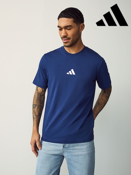 adidas Blue Essentials Small Logo Single Jersey T-Shirt (E67457) | £20