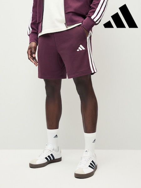 adidas Red Essential 3-Stripes French Terry Shorts (E67459) | £25