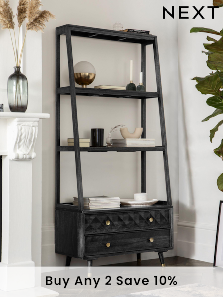 Black Lloyd Mango Wood Storage Ladder Shelf (E67464) | £799