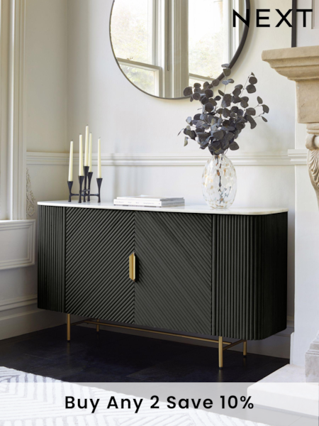 Black Valencia Marble Mango Wood Large Sideboard (E67470) | £999