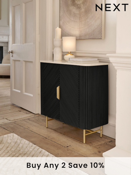Black Valencia Marble Mango Wood Small Sideboard (E67471) | £699
