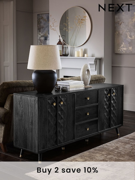 Black Lloyd Mango Wood Extra Large Sideboard (E67472) | £1,099