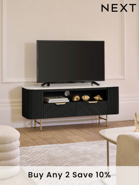 Black Valencia Mango Wood Up to 55 inch TV Unit (E67473) | £699