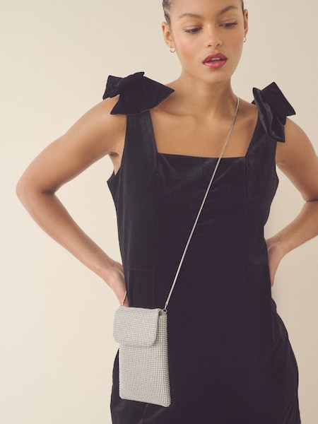 Silver Tone Sparkle Cross-Body Phone Bag (E67540) | £26