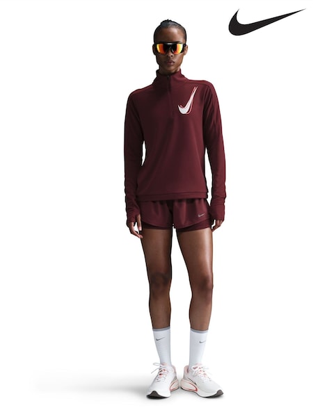 Nike Dark Team Red Swoosh Half Zip Running Sweatshirt (E67763) | £40