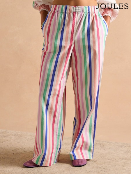 Joules Hallie Multi Stripe Pull-On Cotton Trousers (E67791) | £39