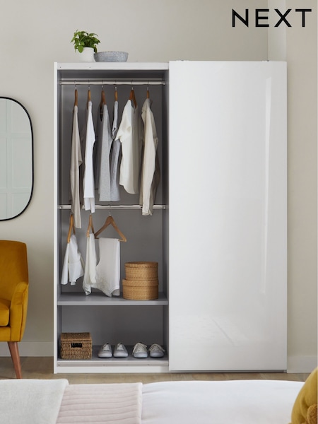 White White Sloane Collection Luxe Glass Fitted Wardrobe (E67833) | £1,075
