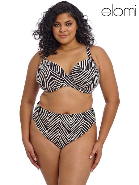 Elomi Black Fiji Falls Underwire Plunge Bikini Top (E68031) | £48