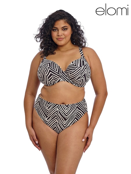 Elomi Black Fiji Falls Mid Rise Bikini Briefs (E68032) | £30