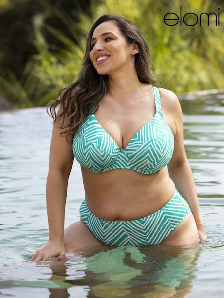 Elomi Black Fiji Falls Underwire Plunge Bikini Top (E68035) | £48