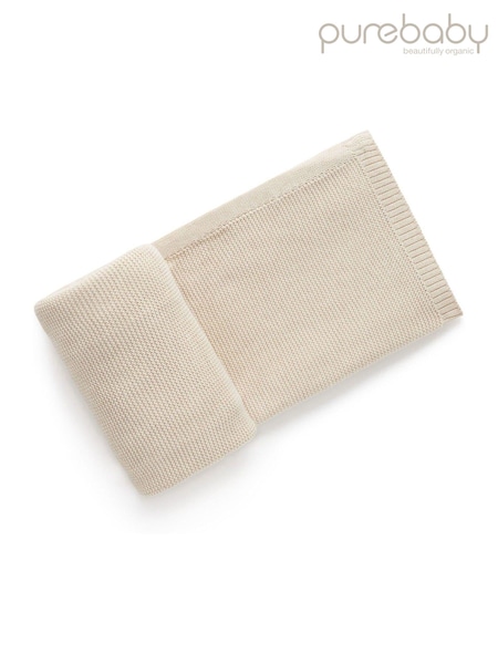 Purebaby Natural Textured Knit 100% Cotton Blanket (E68164) | £32