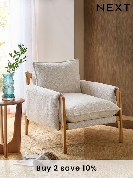 Casual Boucle Light Natural Colby Sling Accent Chair (E68182) | £425