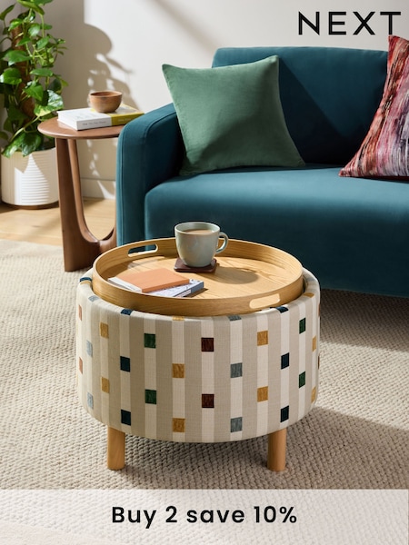 Chunky Stripe Geo Natural Ashton Storage Stool (E68185) | £160