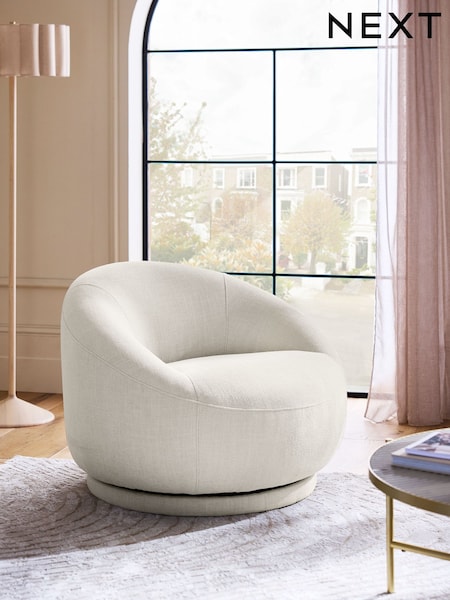 Brushed Weave Oyster Hague Swivel Accent Chair (E68198) | £450