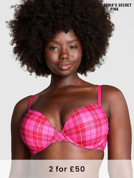 PINK Pink Rose Plaid Super Push Up Super Push Up Bra (E68226) | £29