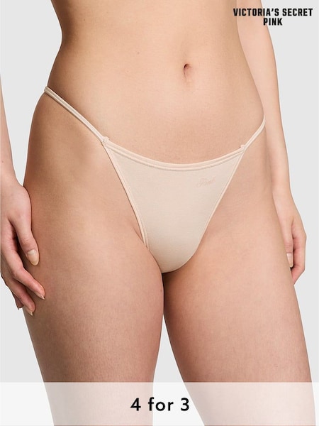 Victoria's Secret PINK Marzipan Nude Cotton G String Knickers (E68254) | £9