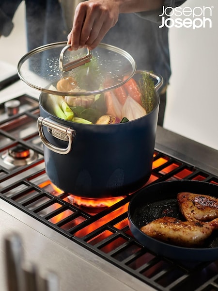 Joseph Joseph Midnight Blue Space Folding Handle Ceramic Nonstick 25cm Stock Pot and Lid (E68294) | £145