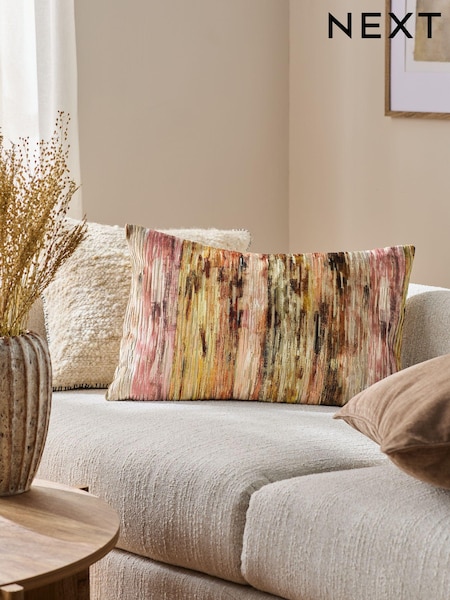 Peach Pink 40 x 59cm Haze Velvet Stripe Cushion (E68327) | £24