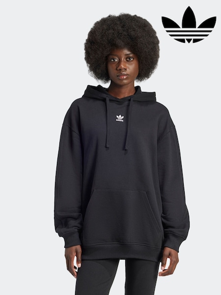 adidas Originals Black Essentials Loose French Terry 100% Cotton Hoodie (E68348) | £50