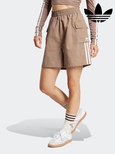 adidas Originals Brown 3 Stripe Shorts (E68360) | £35