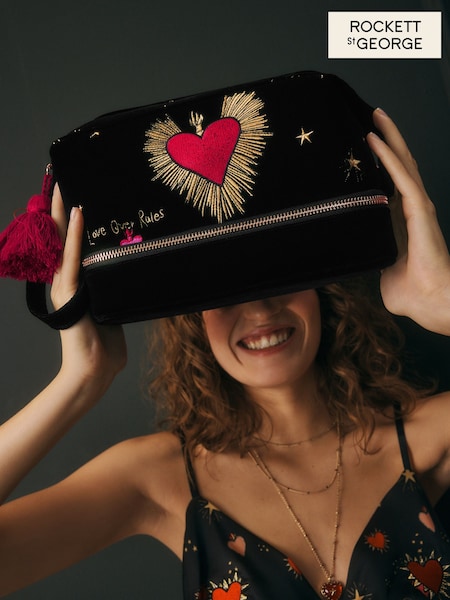 Rockett St George Black Velvet Washbag (E68396) | £39