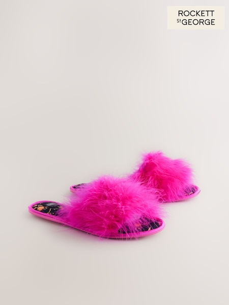 Rockett St George Pink Faux Fur Slippers (E68522) | £19
