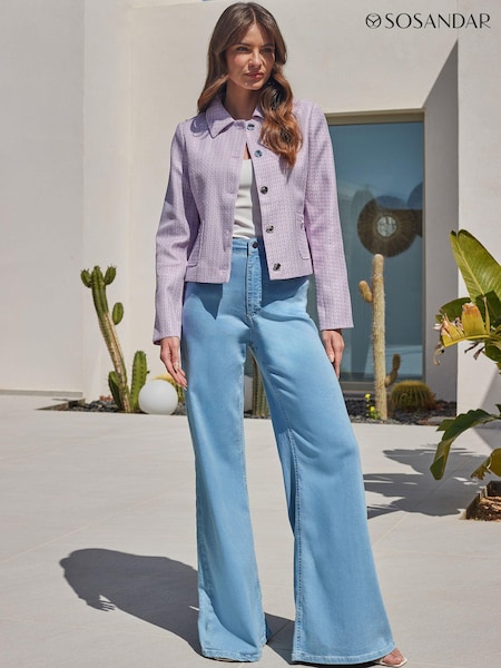 Sosandar Purple Textured Pearl Embellished Jacket (E68863) | £85