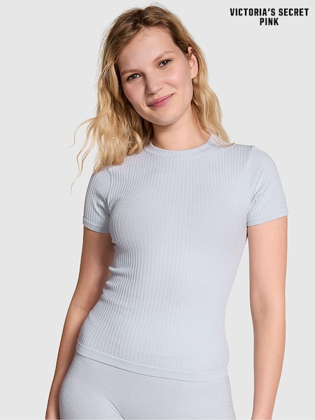 Victoria's Secret PINK Hydrangea Blue Shine Seamless T-Shirt (E68904) | £29