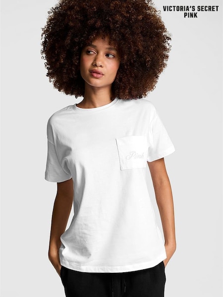 Victoria's Secret PINK Optic White Cotton Pyjama T-Shirt (E68912) | £19