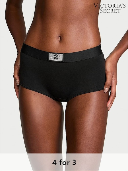 Victoria's Secret Black Short Logo Shine Patch Knickers (E68918) | £9