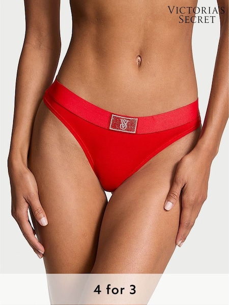 Victoria's Secret Lipstick Red Thong Logo Shine Patch Knickers (E68924) | £9