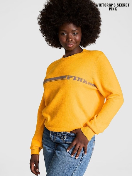 Victoria's Secret PINK Yellow Gold Glow Crewneck Jumper (E68927) | £49 - £56