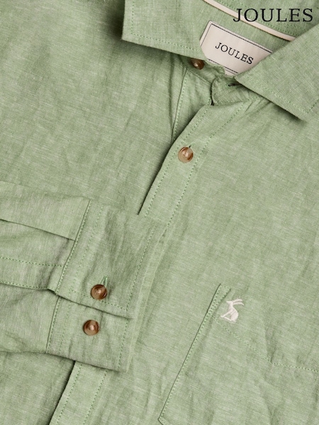 Joules Linen Blend Green Long Sleeve Shirt (E68995) | £45