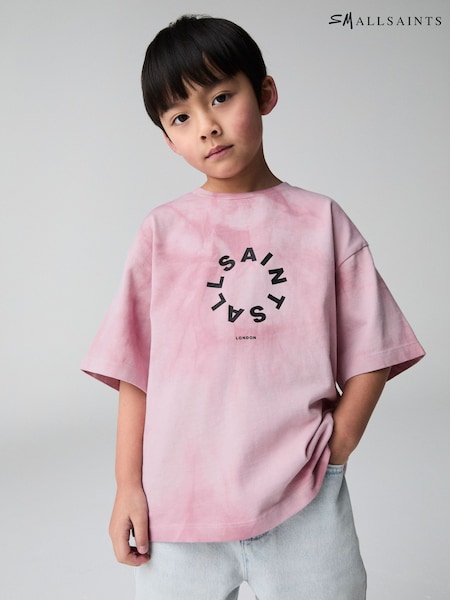 smALLSAINTS Pink/White Oversized Tierra Crew Logo T-Shirt (E69052) | £24 - £28