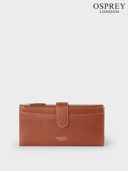 OSPREY LONDON The Vintage Savanna Leather Matinee Brown Purse (E69278) | £65