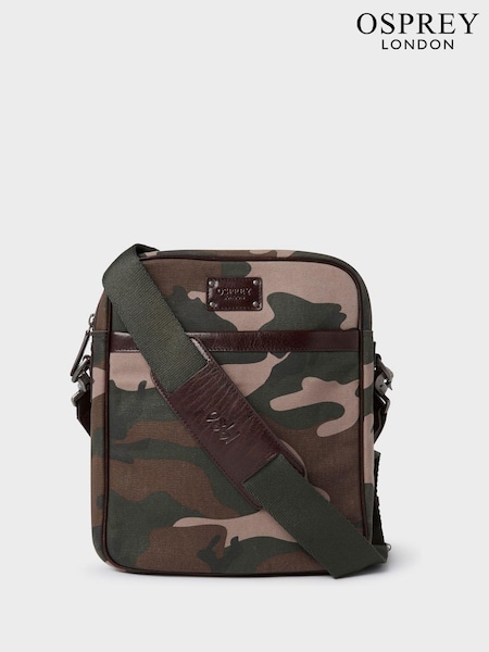 OSPREY LONDON Green The Maverick Small Canvas and Leather Messenger Bag (E69280) | £145