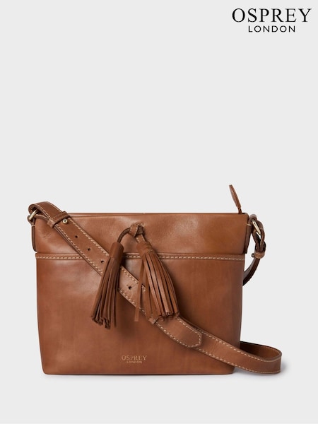 OSPREY LONDON The Vintage Savanna Leather Crossbody Brown Bag (E69297) | £115